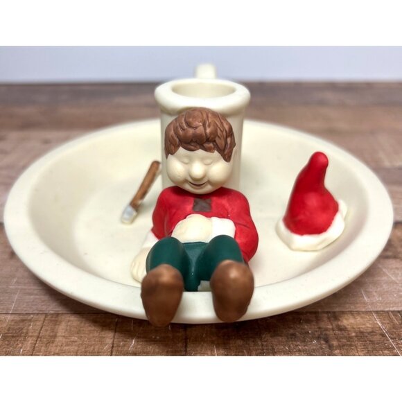 Vintage Collectible Elf Candle Holder Christmas Decor Ceramic - Picture 2 of 5